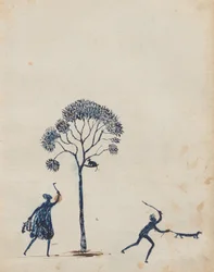 Kwatkwat people - (Possum and goanna hunting) Sketchbook mainly of activities of Aboriginals and Whites